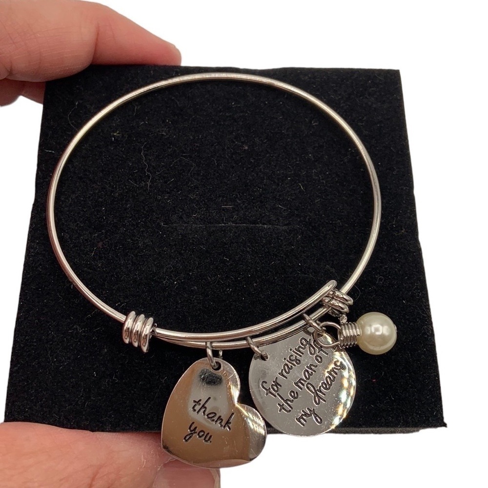 Udobuy Mother-in-Law Silver Charm Bracelet with Faux Pearl‎ New with Box!